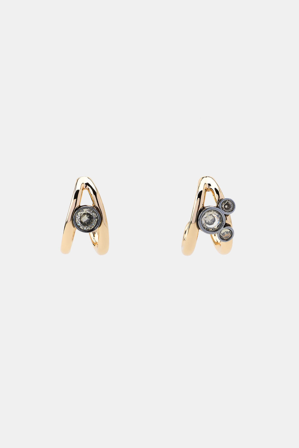 RHINESTONE DOUBLE HOOP EARRINGS - Zara фото 3