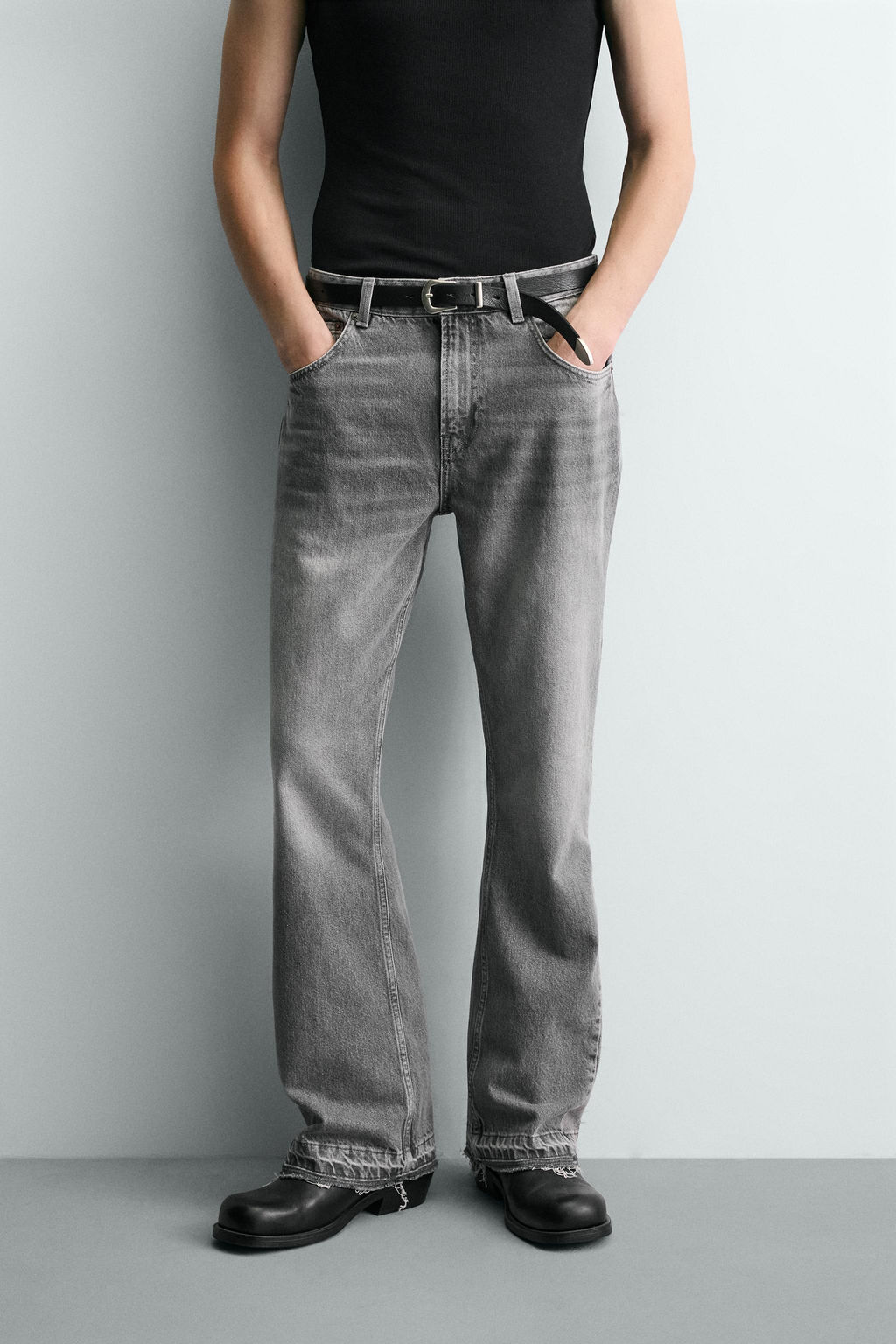 JEANS FLARE FIT ROTOS / Gris - Zara фото 18