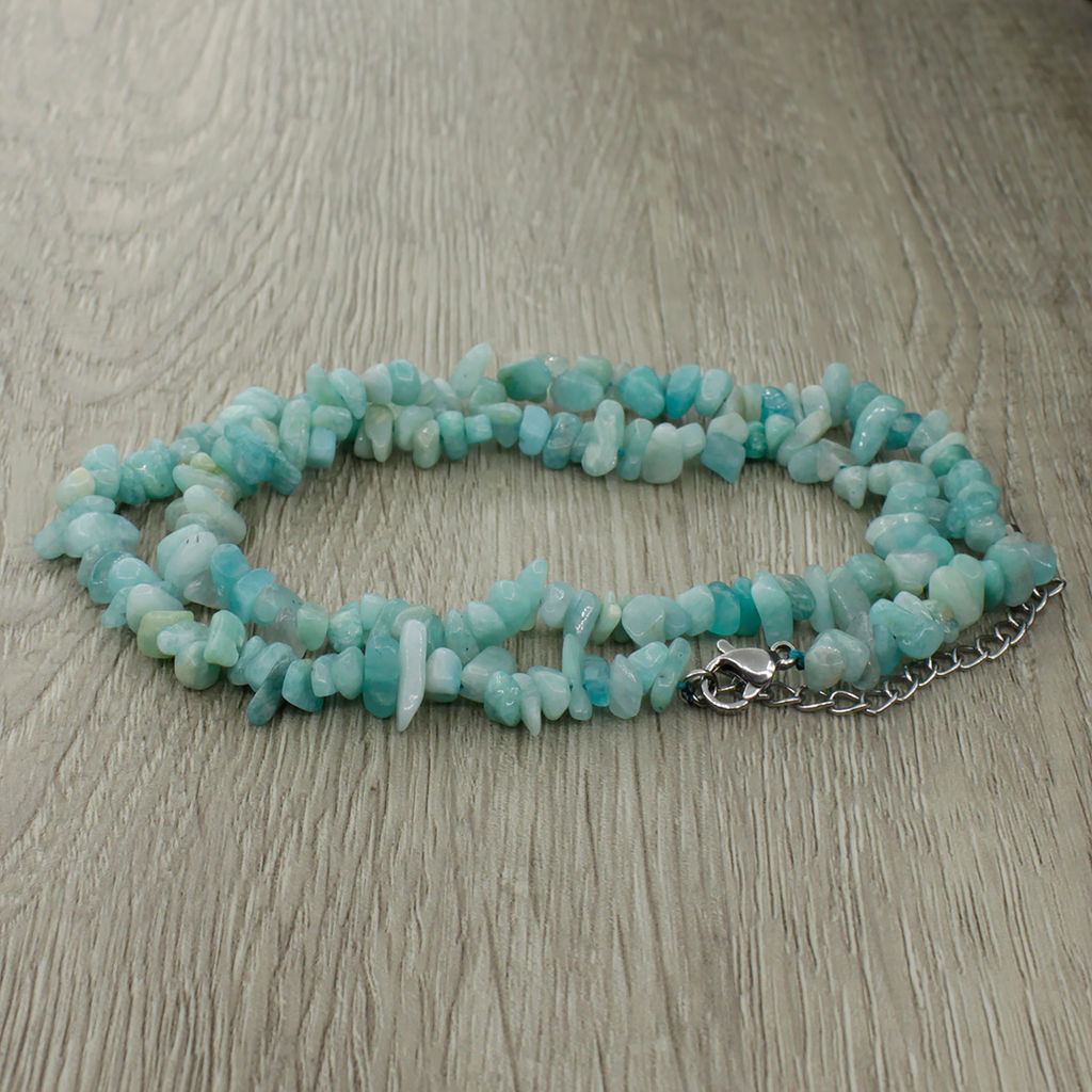 Амазонит, "Россыпь", галька разноразмерная, бусы 45..50см