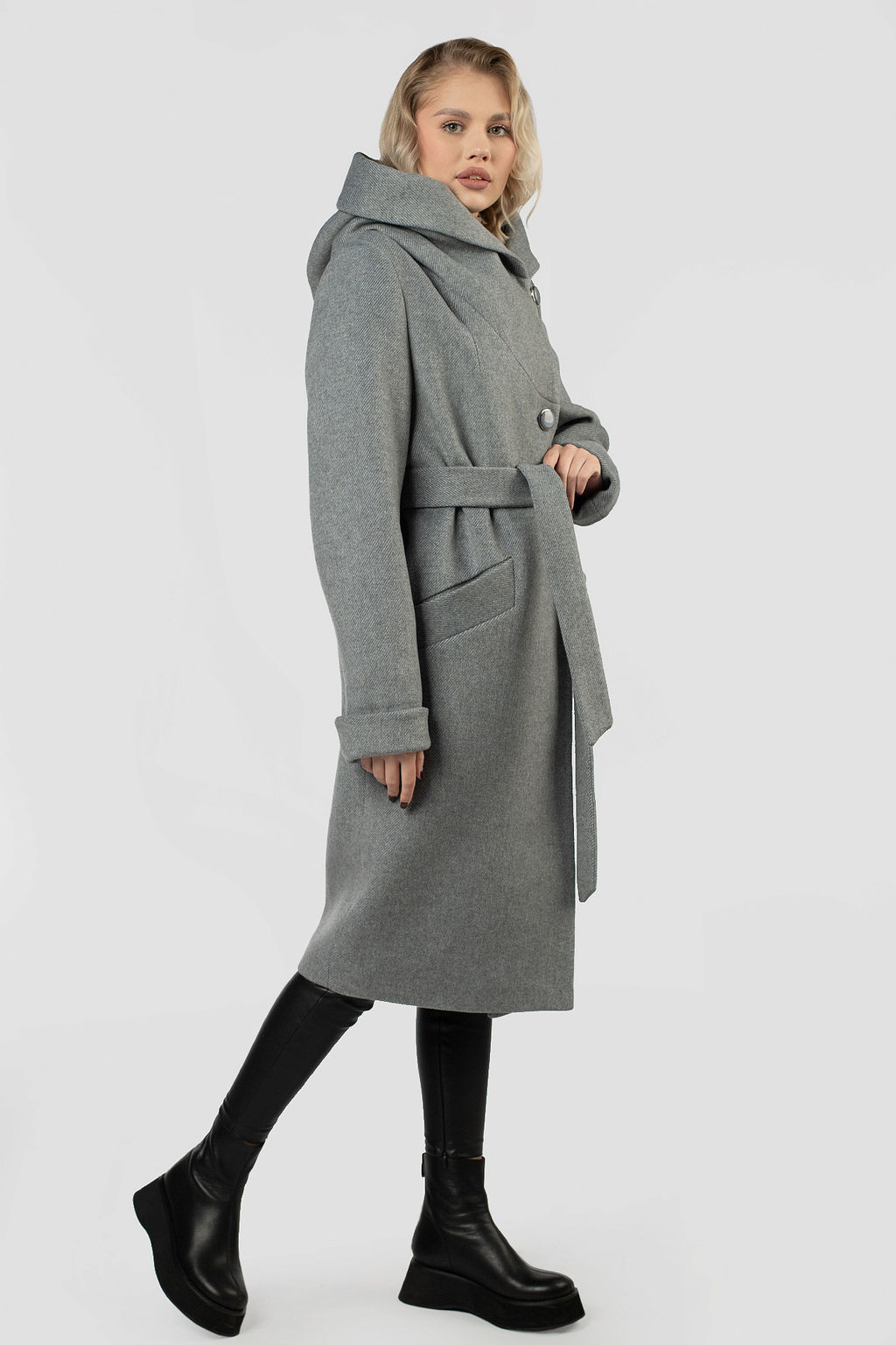 01-12061 Пальто женское демисезонное (пояс) - El podio фото 3