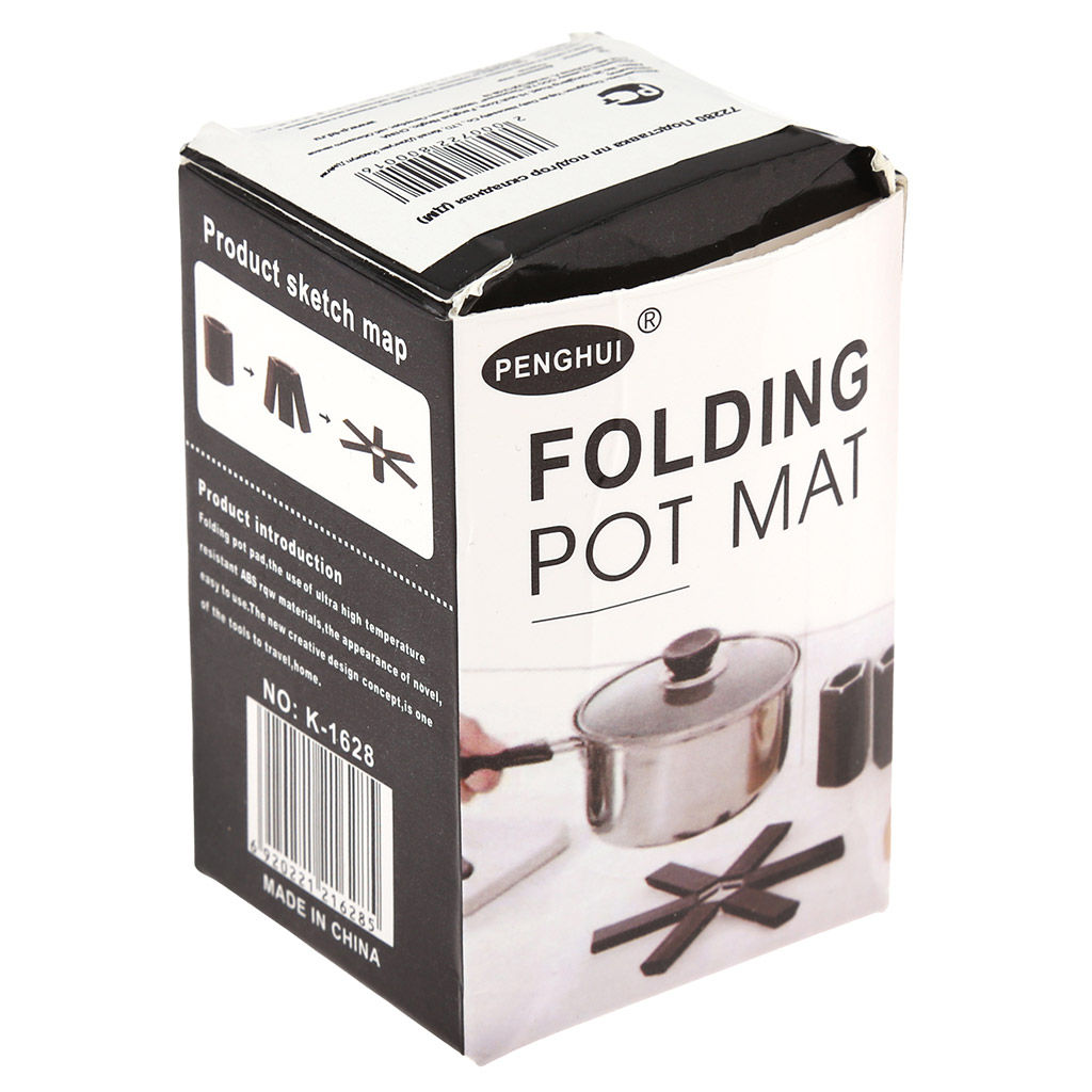 Подставка под горячее пластик/металл Компакт д19,2см h0,8см, складная, р-р в сложенном виде 4,5х5х8см, цвет - черный, в коробке (Китай) - Домашняя мода фото 4