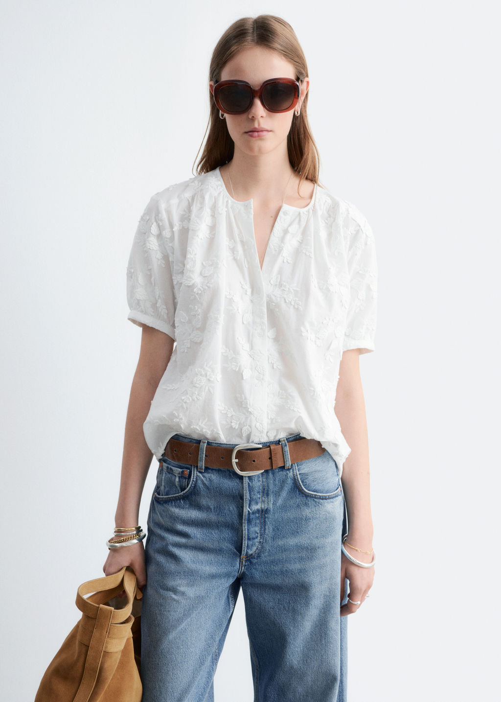 Blusa de corte holgado con mangas abullonadas - H&m фото 2