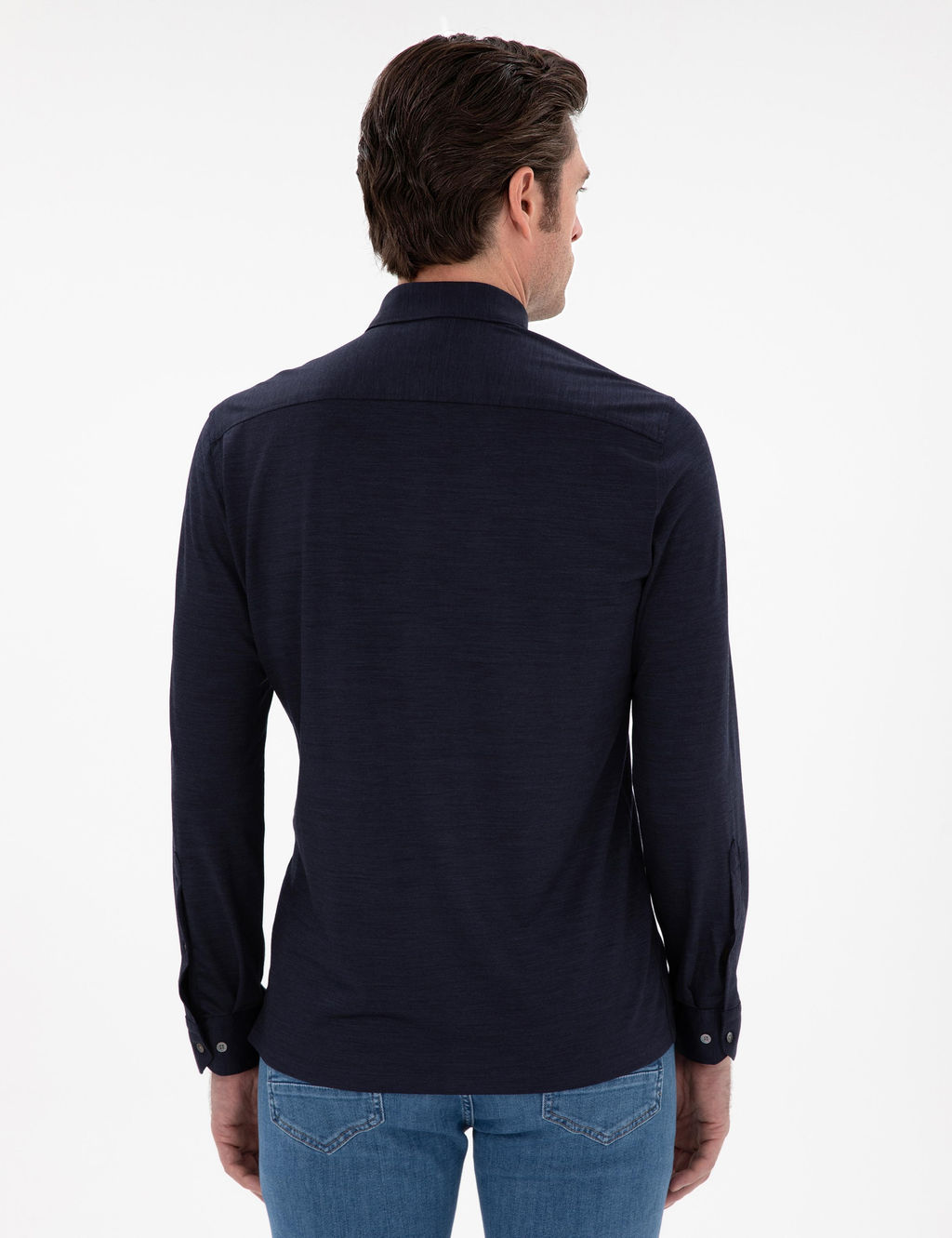 Безусловная рубашка с длинным рукавом с темно -синим - Cacharel фото 5