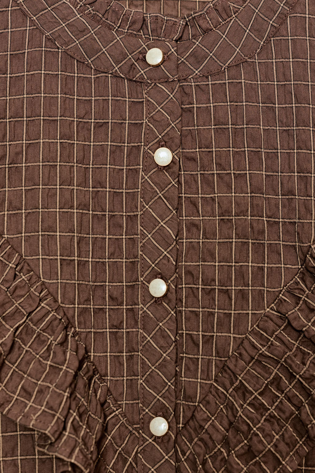 RUFFLED CHECK BLOUSE - Zara фото 8