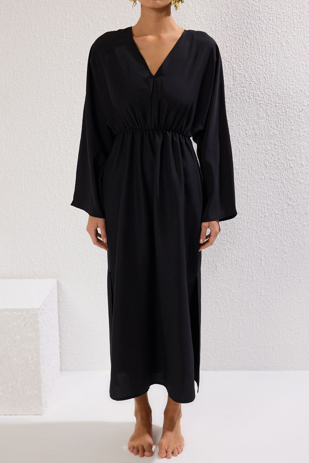 Cicek Desenli Dokuma Y?rtmacl? Maxi Plaj Elbise TBESS25EL00037 - Trendyolmilla фото 8