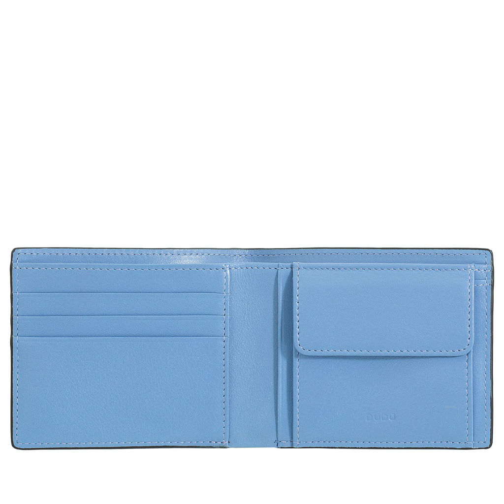 Итальянский мужской кожаный кошелек DuDu серии Azzorre | черно-голубой - Dudubags фото 3