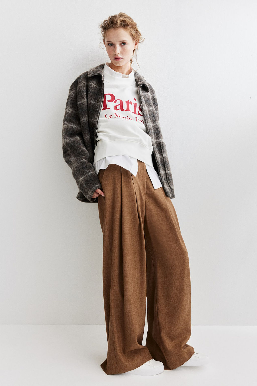 Pleat-front twill trousers