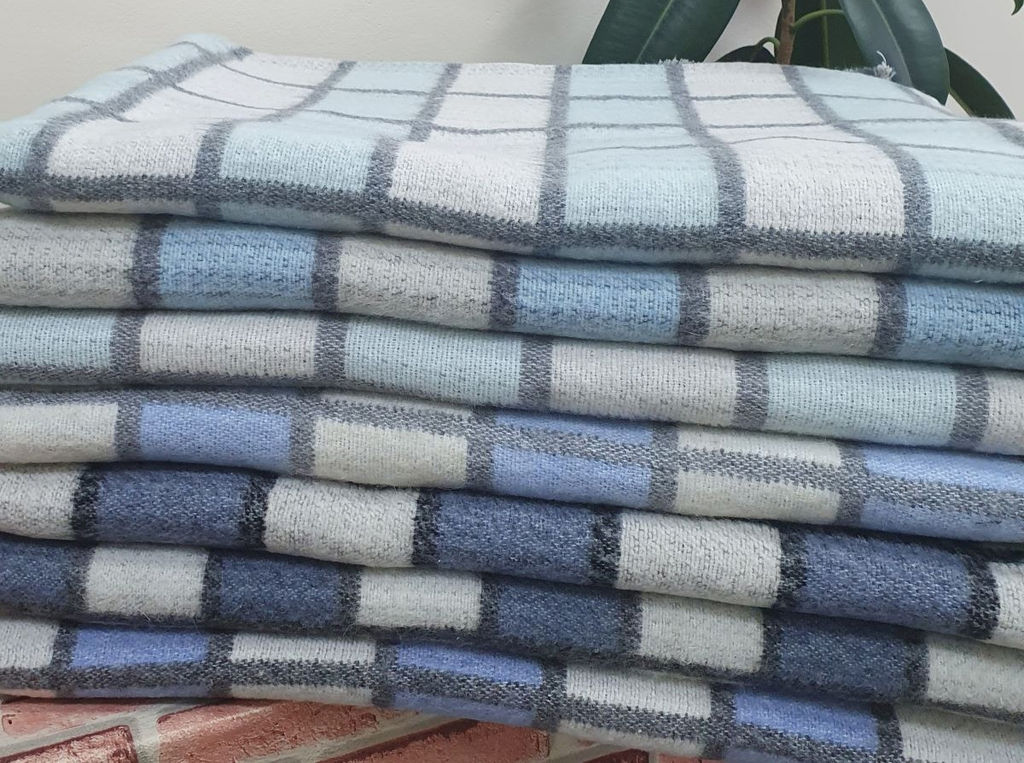 Одеяло п/шерсть 50% ОПШ-1 100*140 клетка сине-голубой