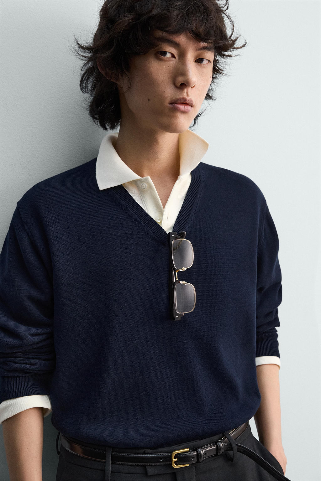 JERSEY RELAXED FIT CUELLO PICO / Marino - Zara фото 7