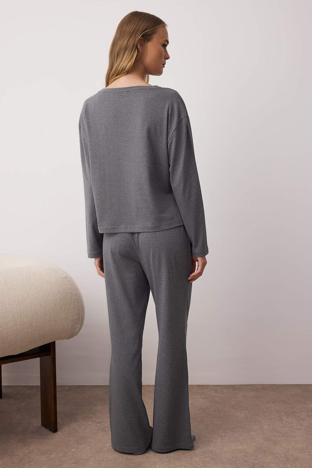 Antrasit Y?ld?z Nak?sl? Orme Pijama Tak?m? THMAW26PT00012 - Trendyolmilla фото 6