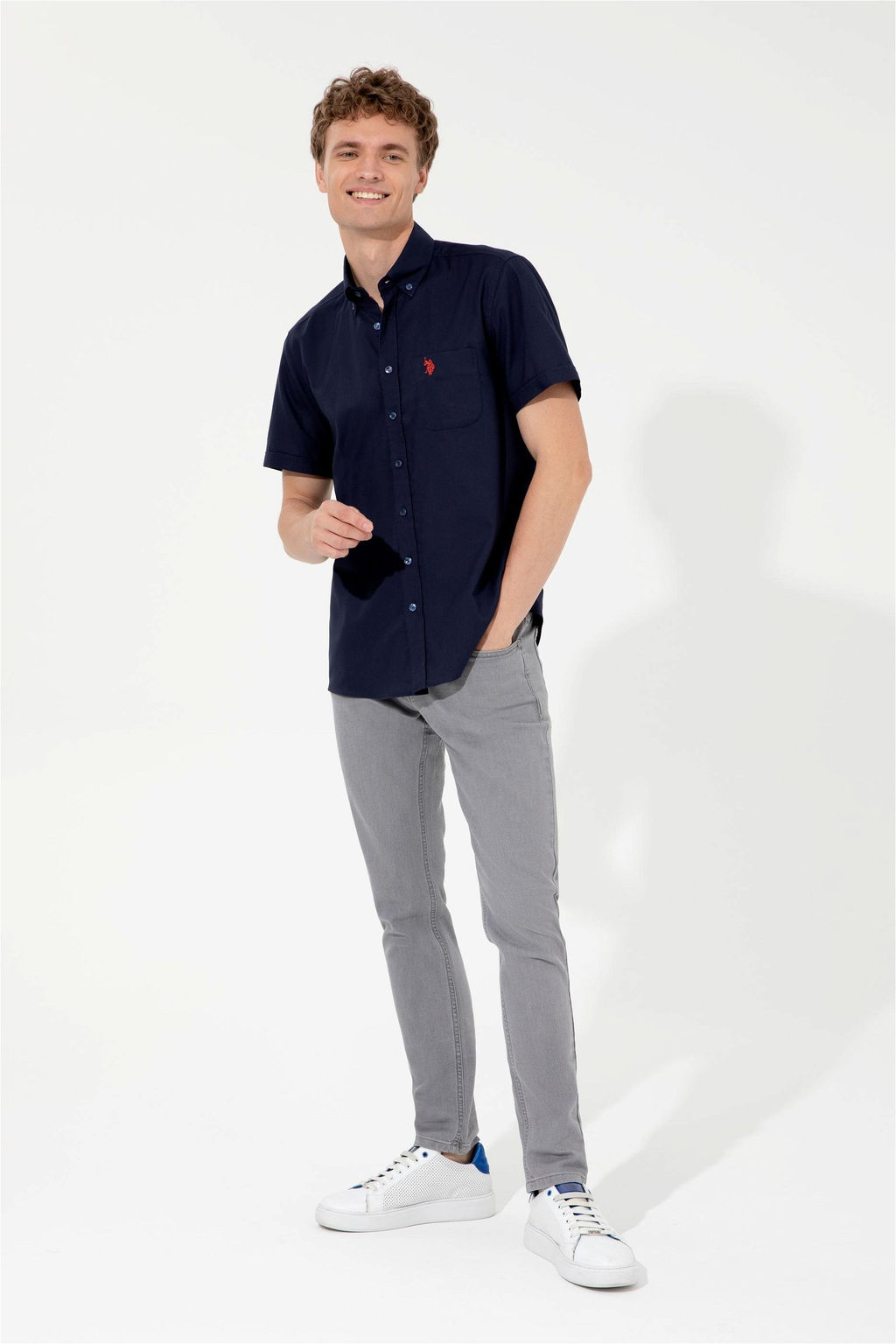 U. S. Polo Assn Мужская темно-синяя рубашка с коротким рукавом - U.s. polo assn фото 10