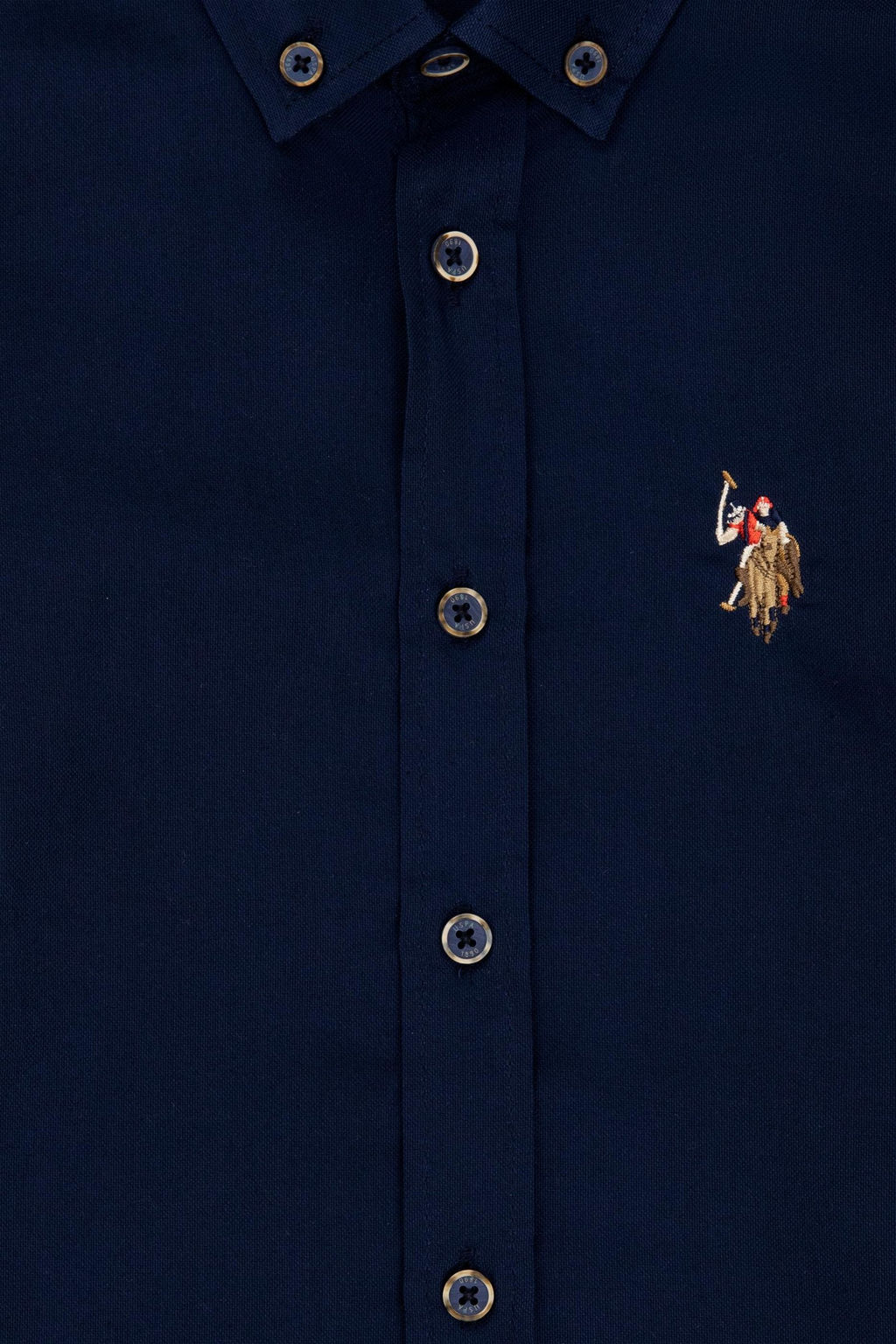 Темно-синяя базовая рубашка с длинным рукавом для мальчика - U.s. polo assn фото 3