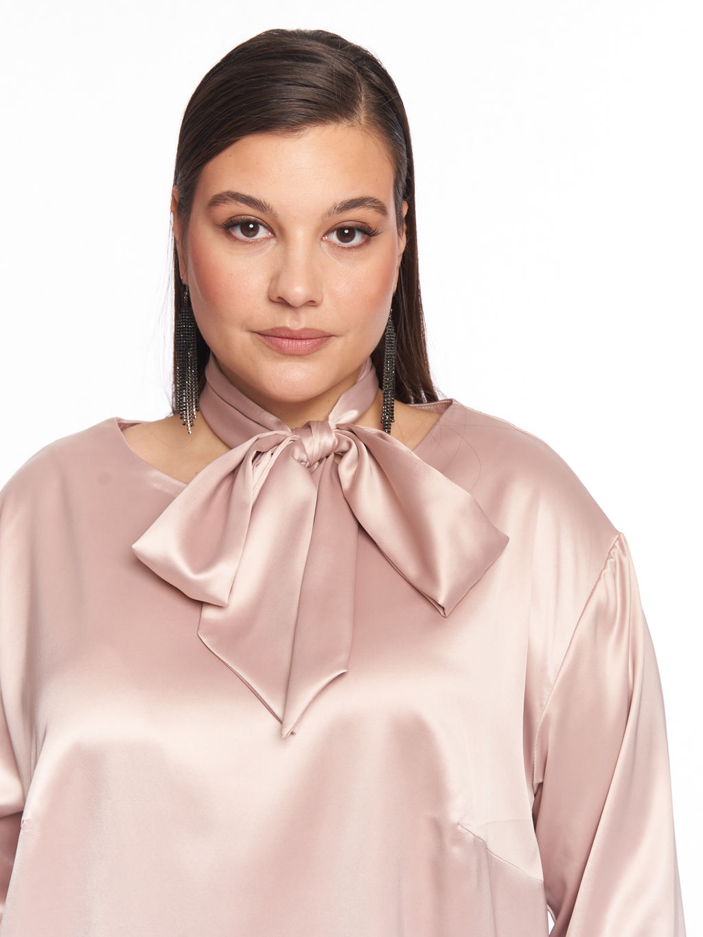 Атласная блузка с рукавами BL02137PIN37 - Артесса фото 4
