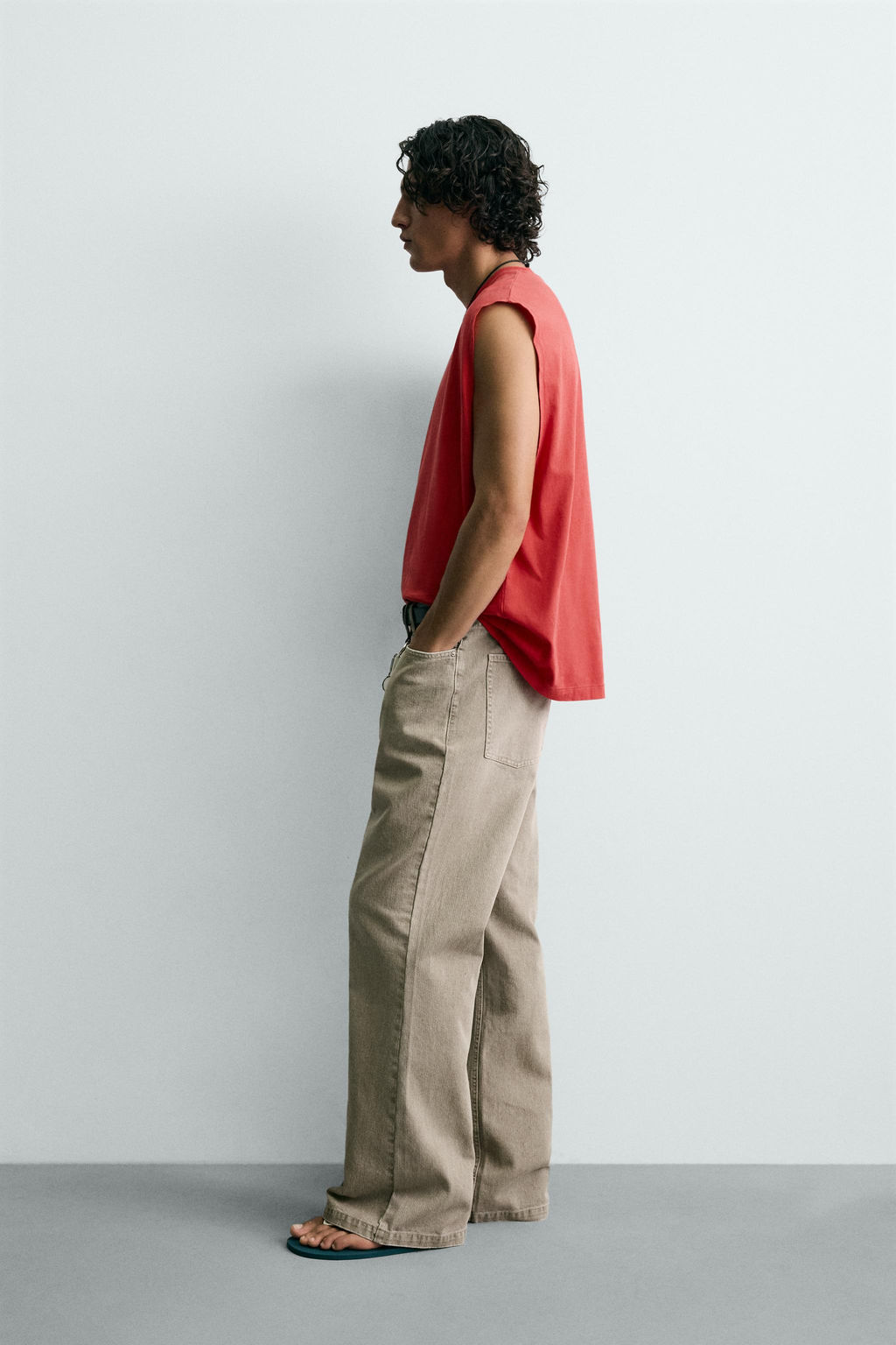 PANTAL?N FLARE FIT ESTRUCTURA ALGOD?N / Beige - Zara фото 4