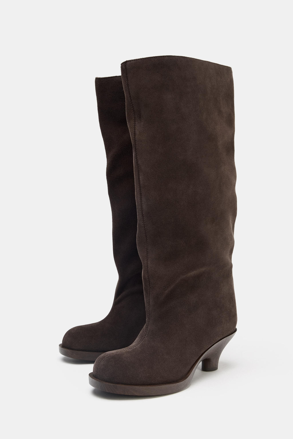SPLIT SUEDE KITTEN HEEL BOOTS - Zara фото 8