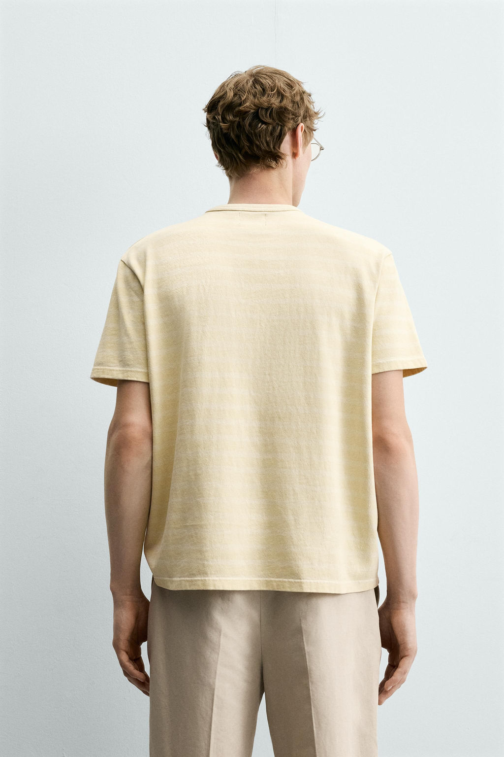 CAMISETA RAYAS LAVADO / Amarillo claro