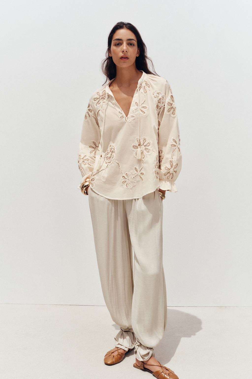 EMBROIDERED TEXTURED BLOUSE - Zara фото 2