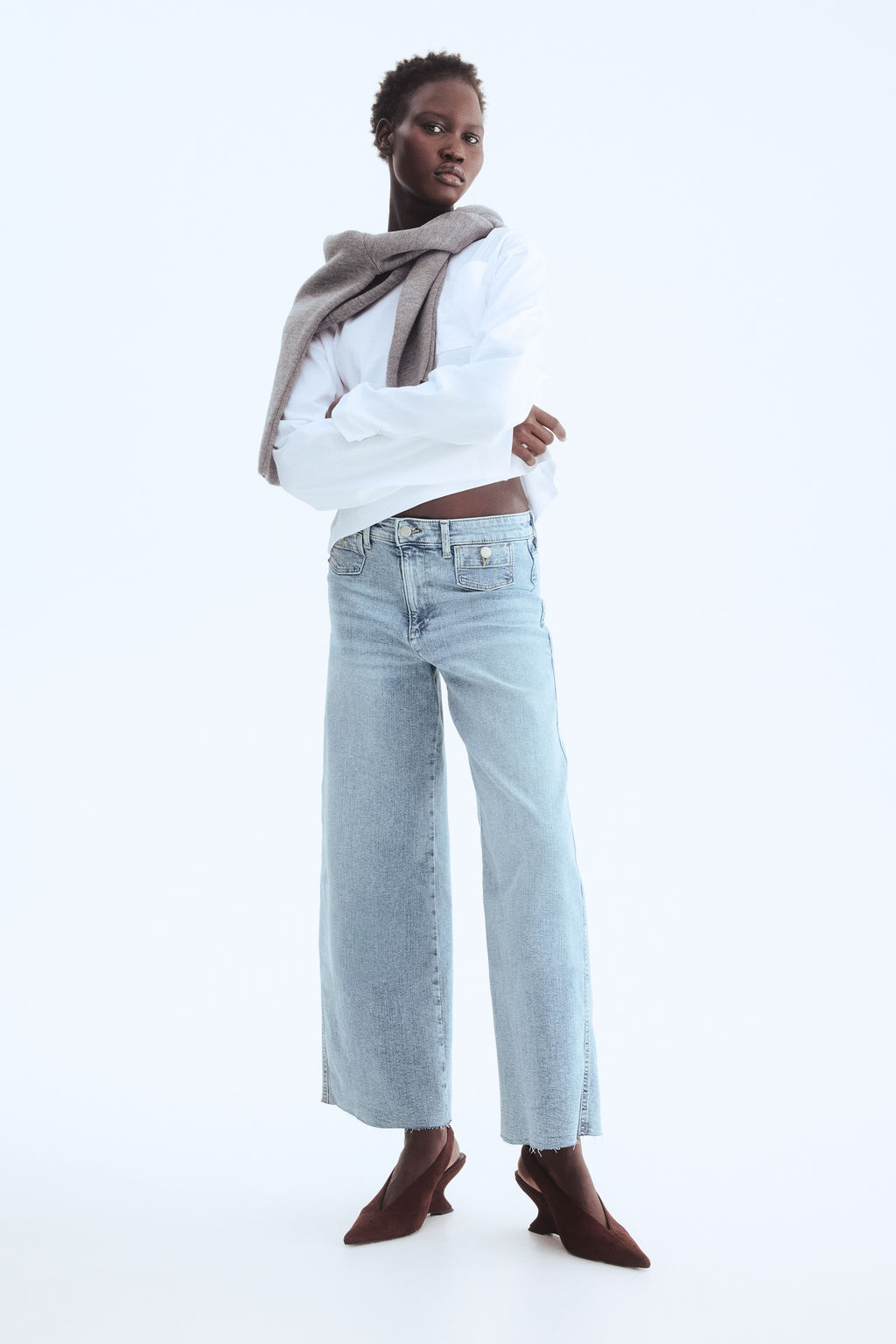 Wide High Waist Ankle Jeans - H&m фото 7