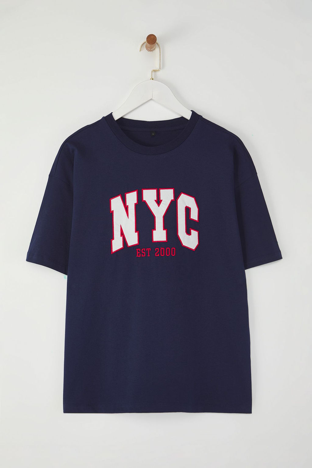 TRENDYOLMILLA Bordo %100 Pamuk Oversize/Genis Pach Nak?sl? Orme T-Shirt TWOSS25TS00069 фото 8