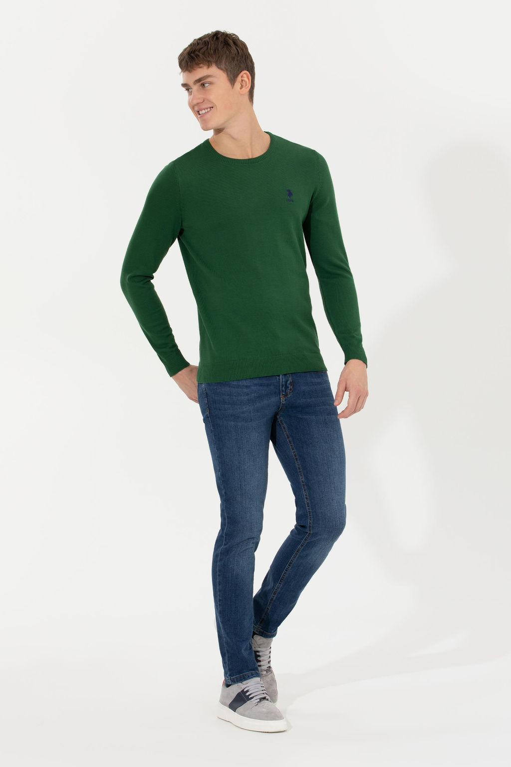 Мужской зеленый трикотажный свитер Basic - U.s. polo assn фото 16