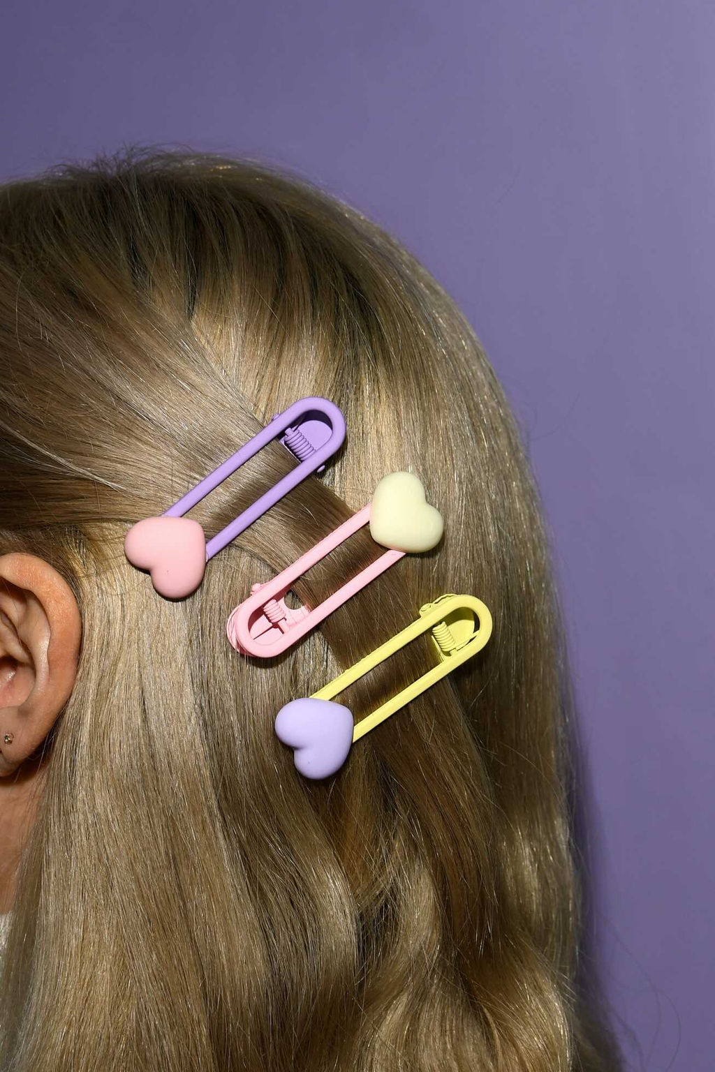 Набор заколок для волос зажим, арт. 71789 / 10 СЕРДЕЧКИ (в наборе: 3шт., 5,9 см, черный металл, по