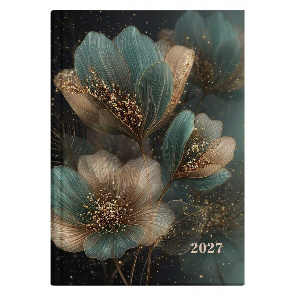 Ежедневник датированный 2027 арт. 74596 ИЗУМРУДНЫЕ ЦВЕТЫ / А5, 160 л., твёрдый переплёт 7БЦ, полноцв