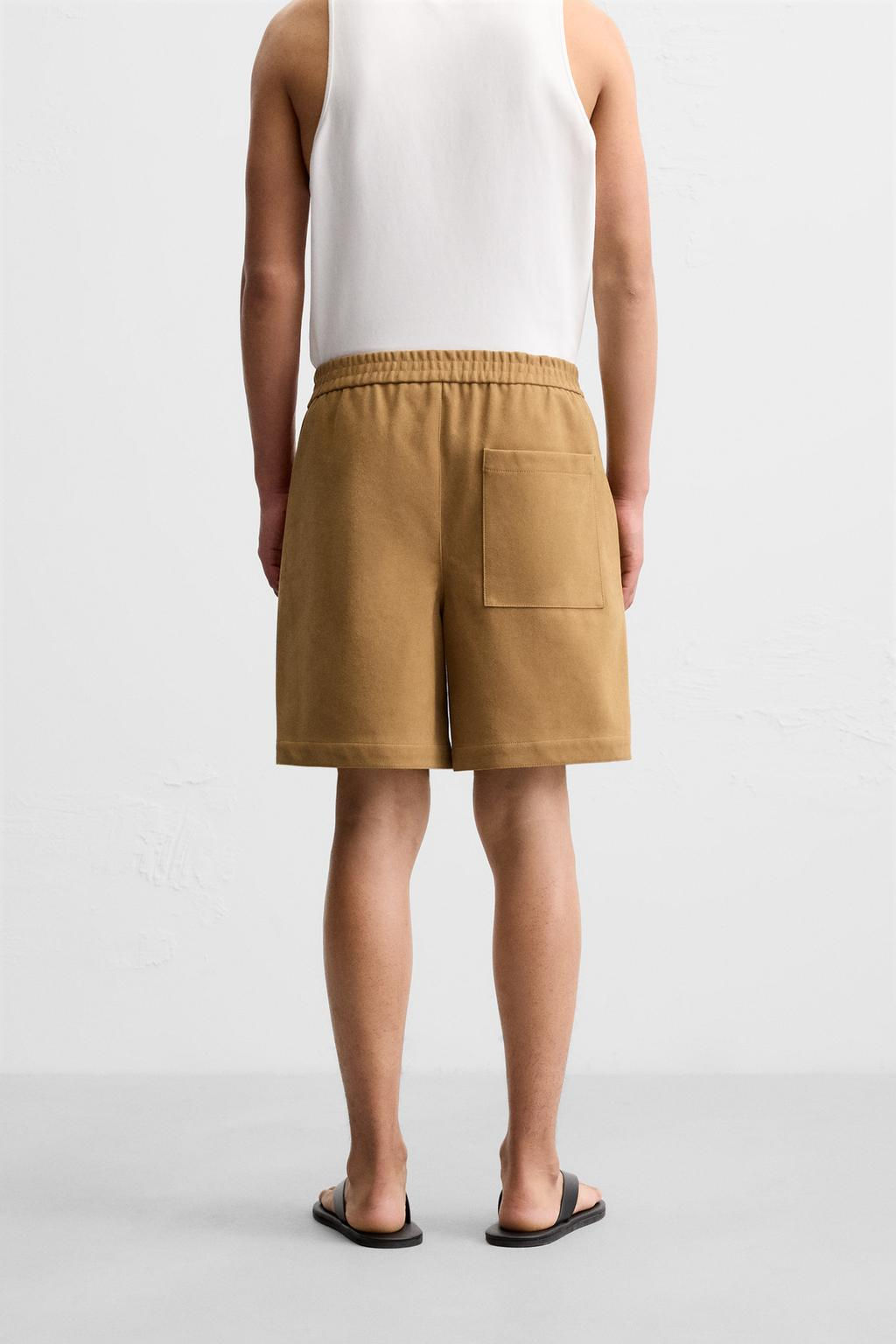 FAUX SUEDE PLEATED BERMUDA SHORTS - Zara фото 3