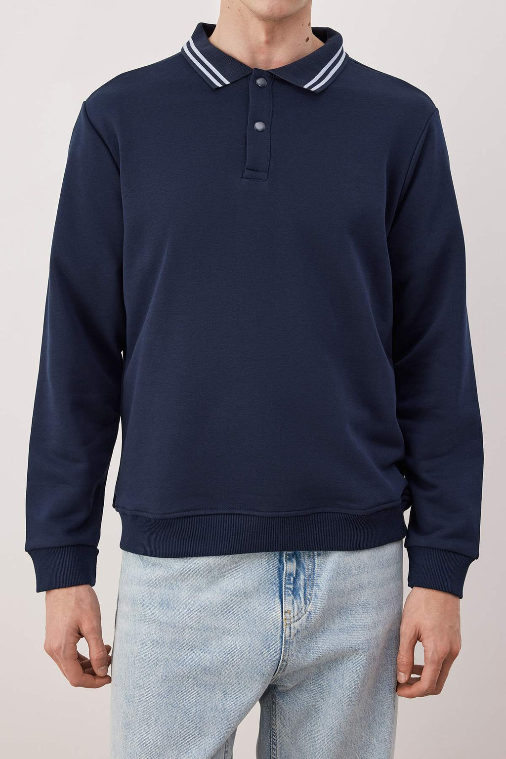 Lacivert Regular/Normal Polo Yaka Orme Sweatshirt TMNAW26SW00055