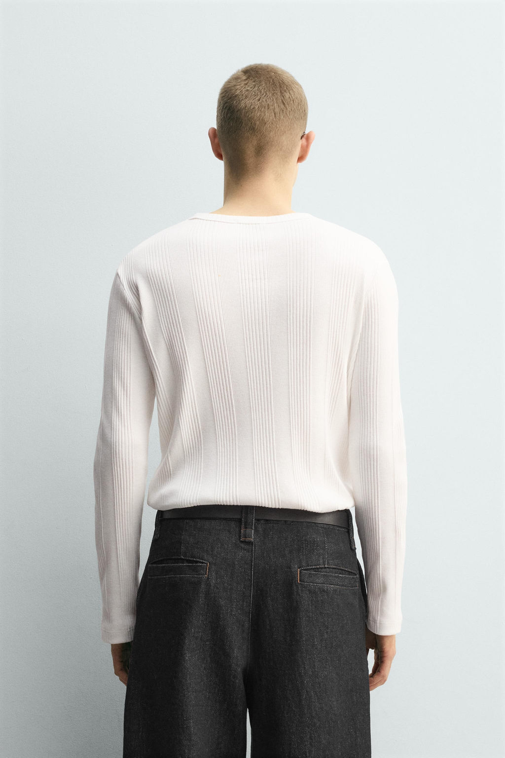 TEXTURED HENLEY COLLAR T-SHIRT - Zara фото 3