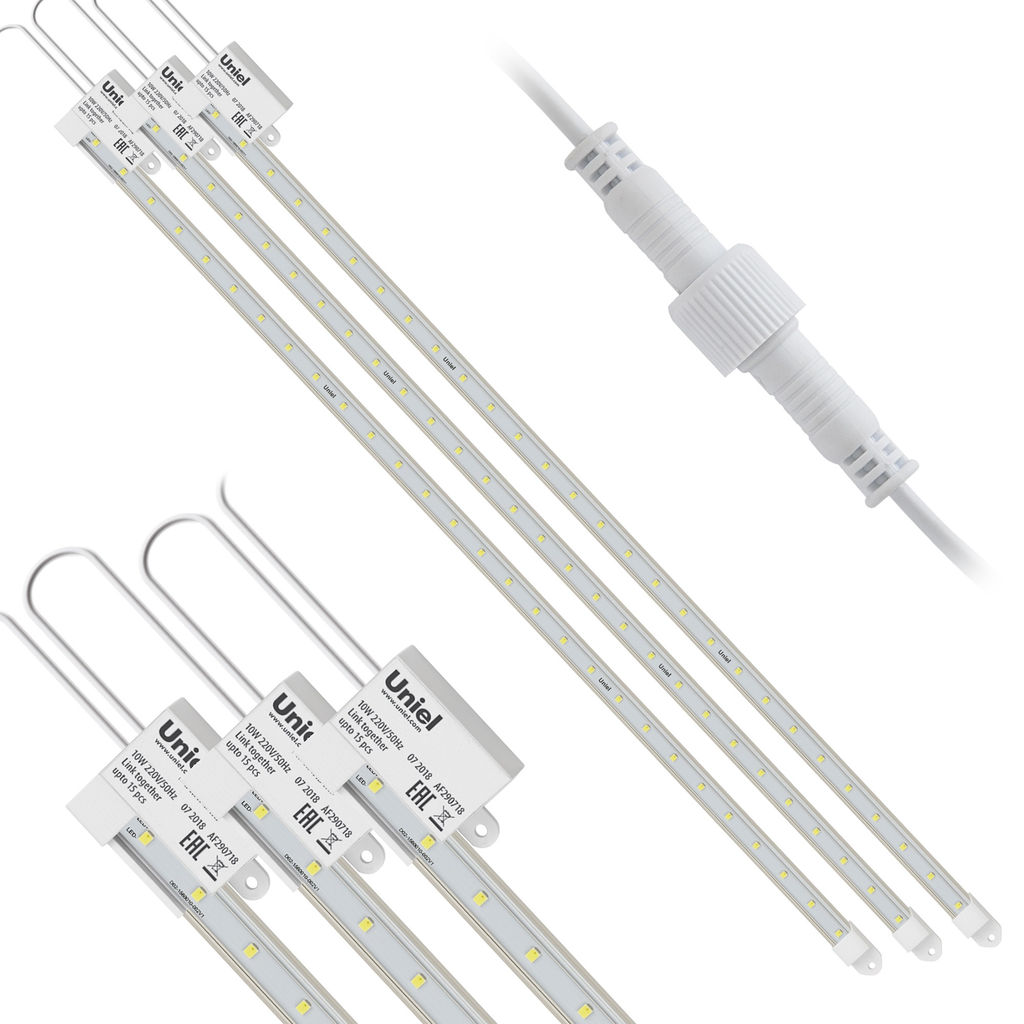 ULY-P90-10W/SPFR/K IP65 AC220V CLEAR KIT03 Светильник для растений светодиодный линейный, 600мм. Спектр для фотосинтеза. В составе набора из 3-х штук. TM Uniel