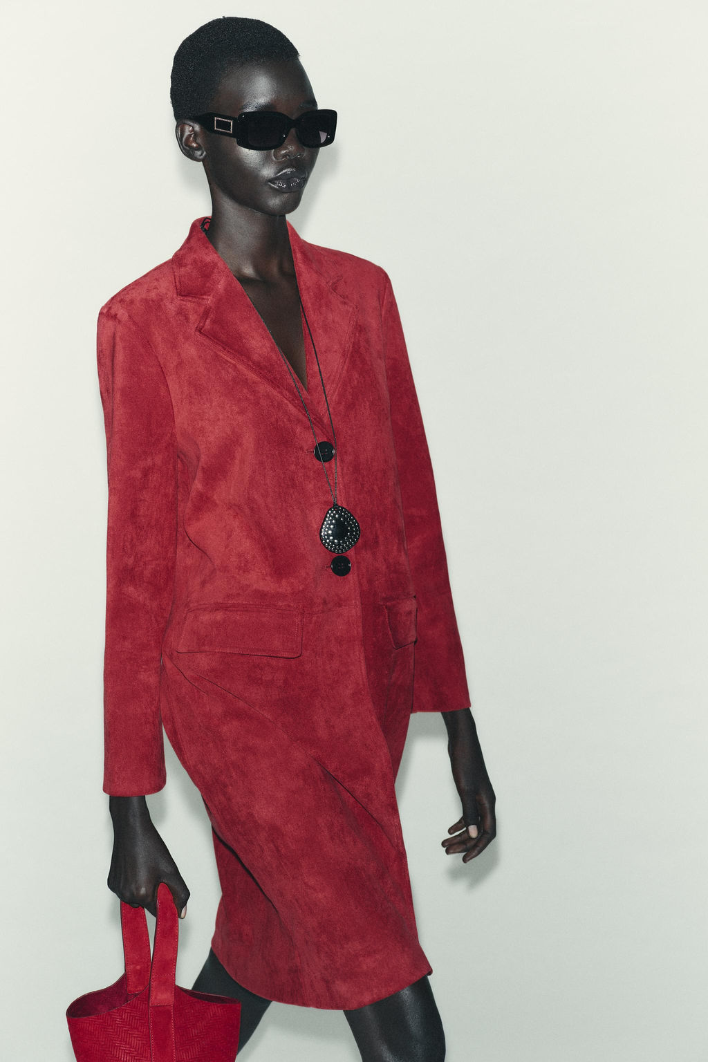 FAUX SUEDE FROCK COAT