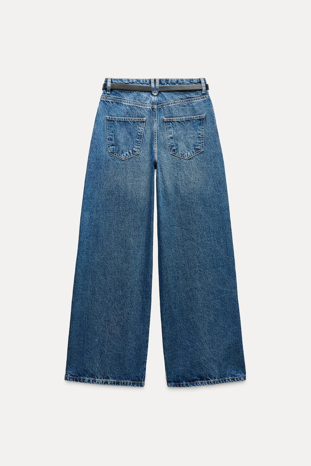 Z1975 MID-WAIST WIDE-LEG BELT JEANS - Zara фото 5