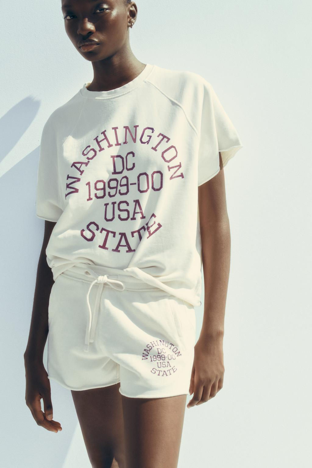 WASHED-EFFECT TEXT PLUSH SWEATSHIRT - Zara фото 9
