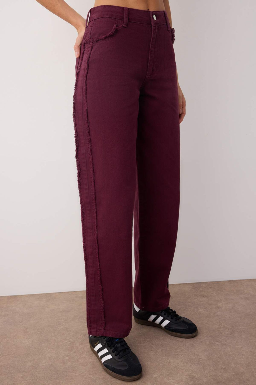Bordo Yuksek Bel Dikis Detayl? Baggy Jeans TWOAW26JE00036 - Trendyolmilla фото 3