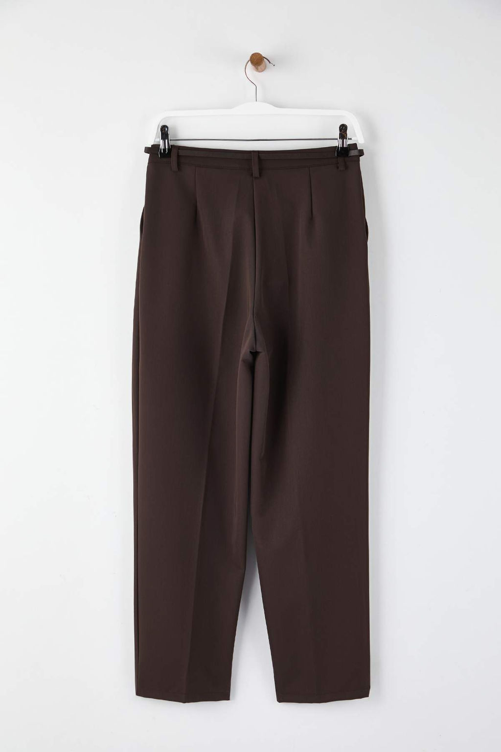 Kahverengi Kemerli Havuc/Salvar Kal?p Dokuma Pantolon TWOAW26PL00167 - Trendyolmilla фото 6