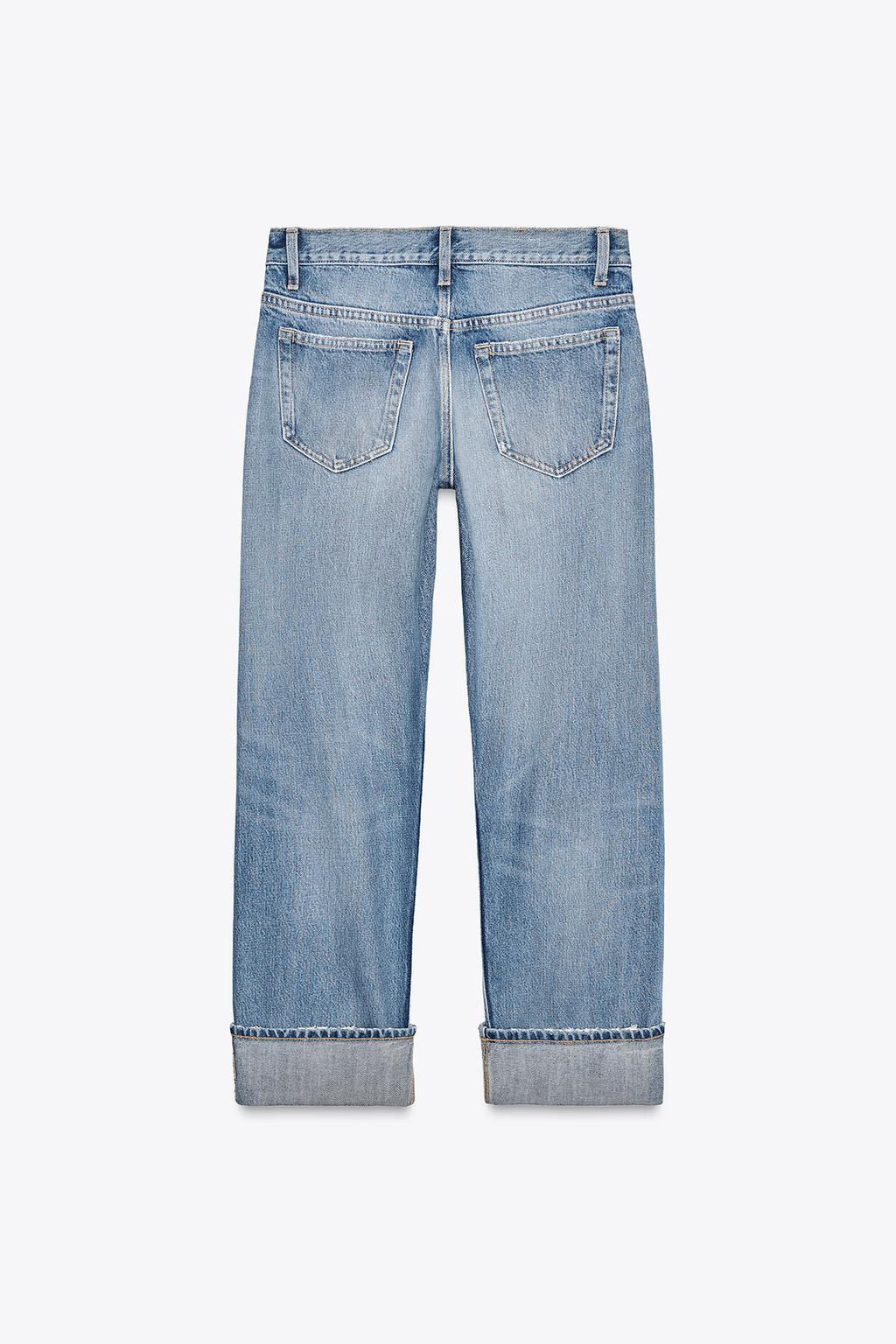 TRF RIPPED STRAIGHT-LEG MID-WAIST JEANS - Zara фото 7