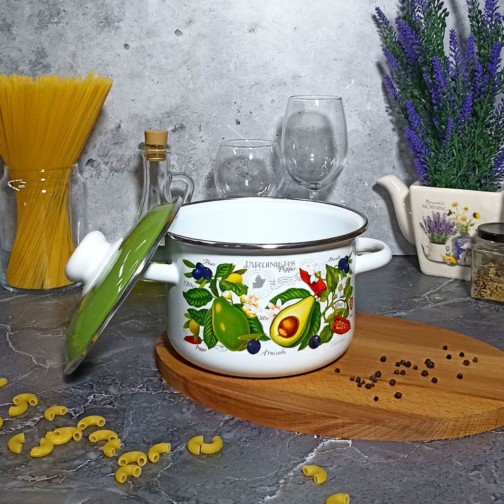 Кастрюля 2,0л цил. Авокадо 6RD161М белосн. - Стальэмаль фото 5