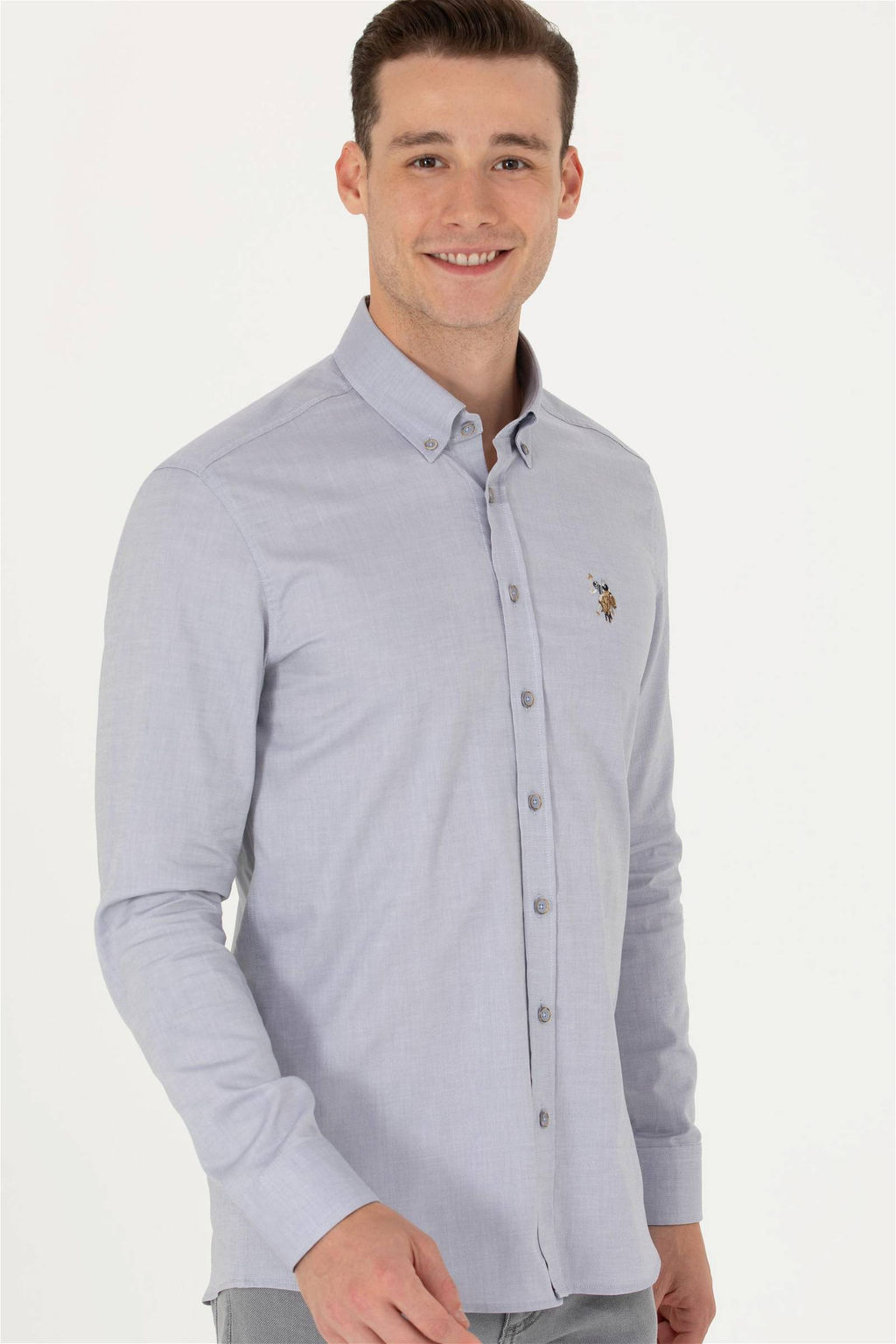 U. S. Polo Assn Мужская серая базовая рубашка с длинным рукавом - U.s. polo assn фото 4
