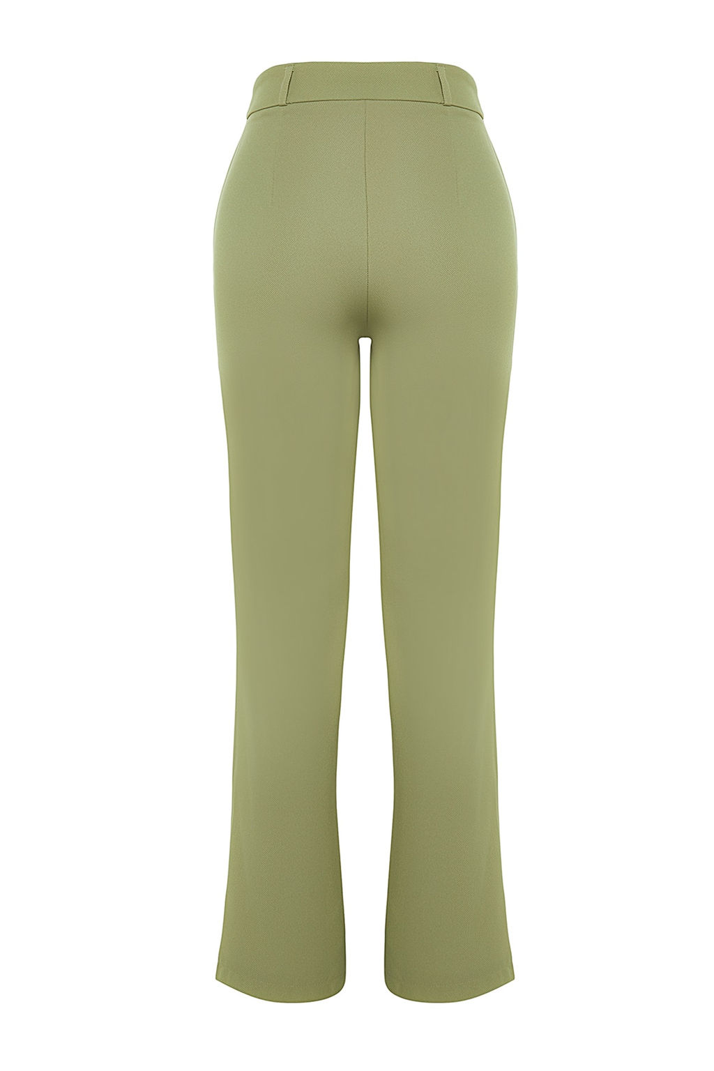 Yesil Straight/Duz Kesim Yuksek Bel Nervur Dikisli Dokuma Pantolon TWOSS21PL0093