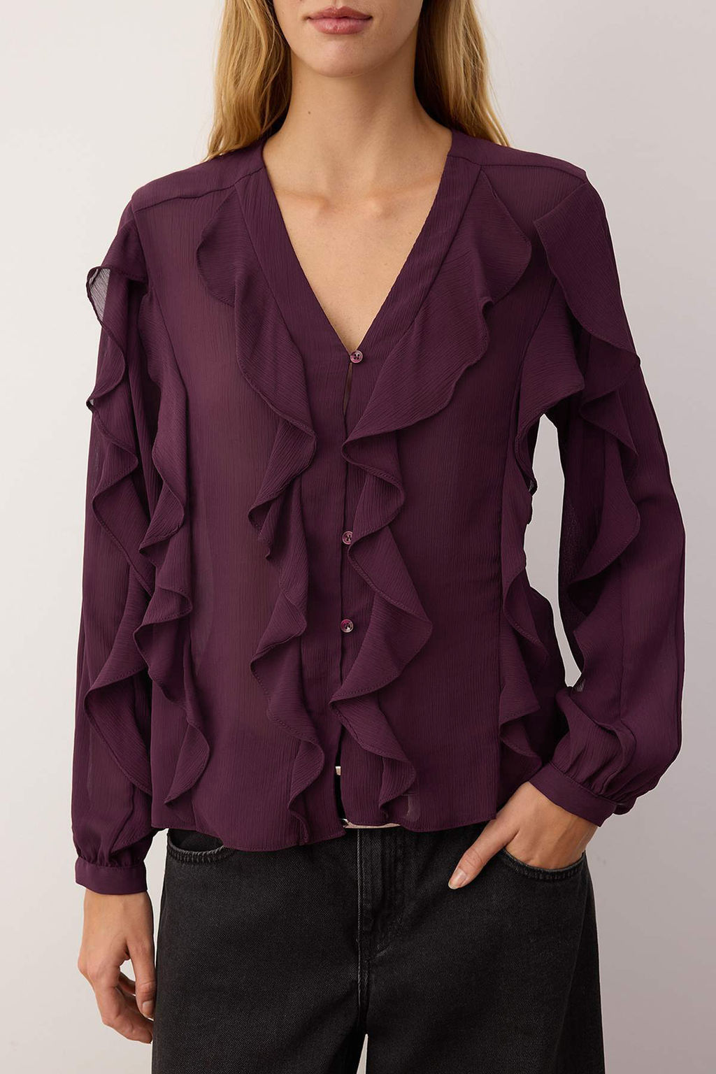 Bordo Volanl? Bohem Gomlek TWOAW26GO00045 - Trendyolmilla фото 7