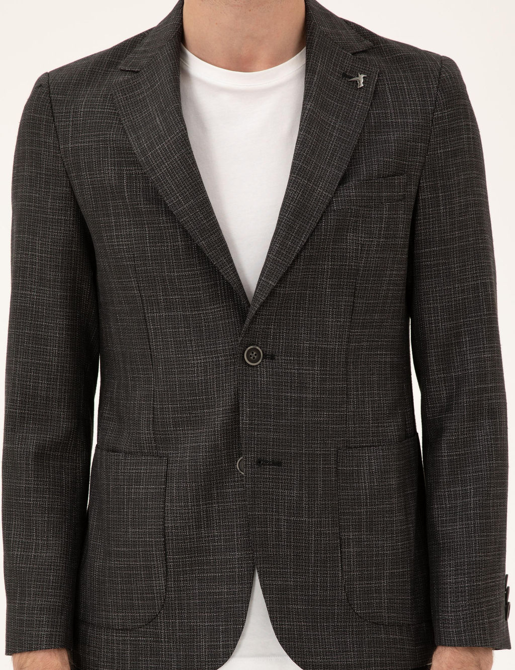 Siyah Slim Fit Keten Kar___ml_ Ceket