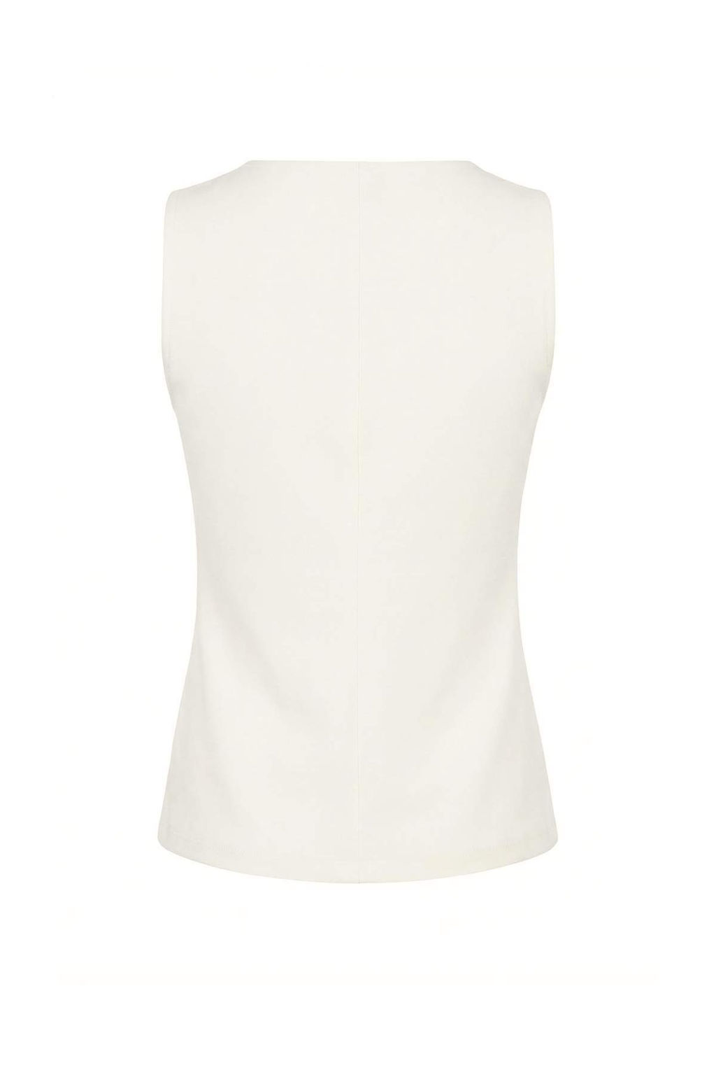 Ekru Duz Peplum V Yaka Kolsuz Interlok Orme Bluz TWOSS26BZ00044