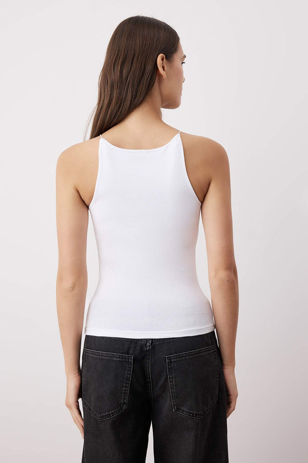 Siyah-Beyaz 2li Paket K?sa Ask?l? Vucuda Oturan Esnek Orme Atlet TWOSS25AL00062 - Trendyolmilla фото 4