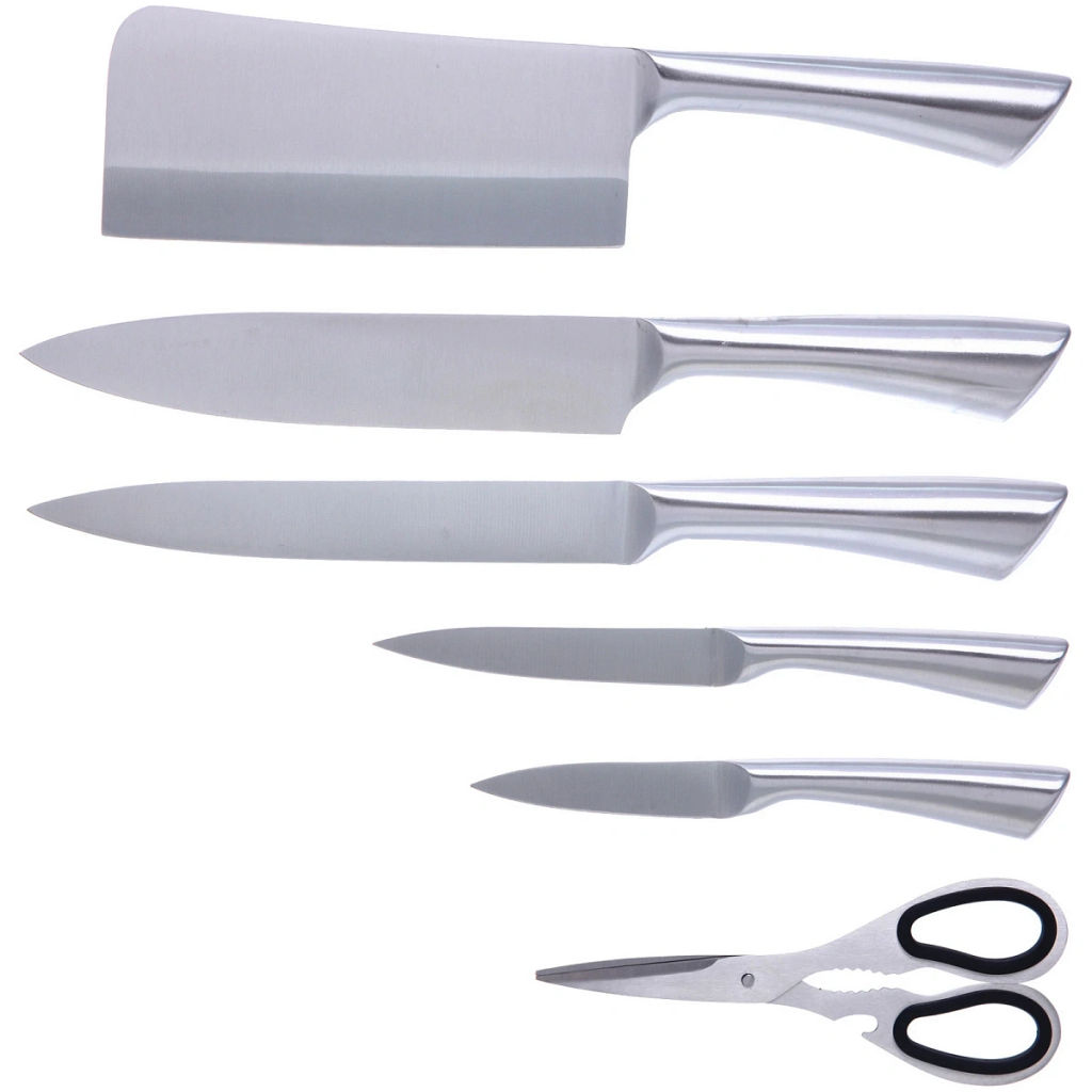 Набор ножей "SHEF" 7предметов (5ножей+ножницы+подставка),бежевый