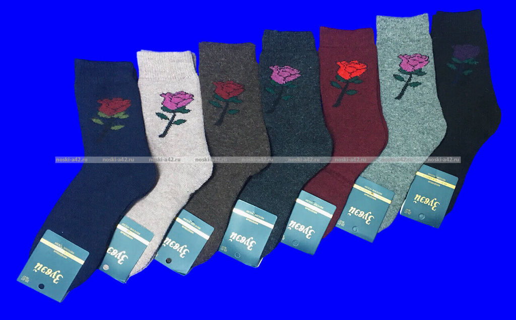 Цена за 12 пар. Зувей носки женские ангора внутри махра Роза