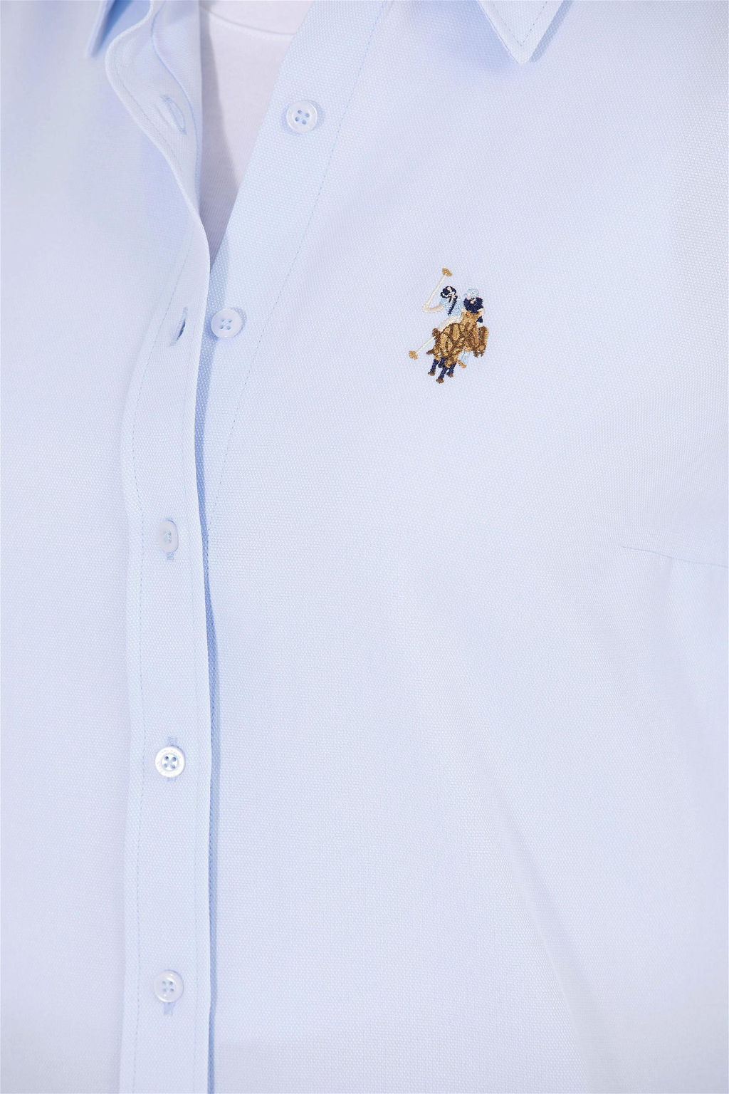 Женская голубая базовая рубашка с длинным рукавом - U.s. polo assn фото 7