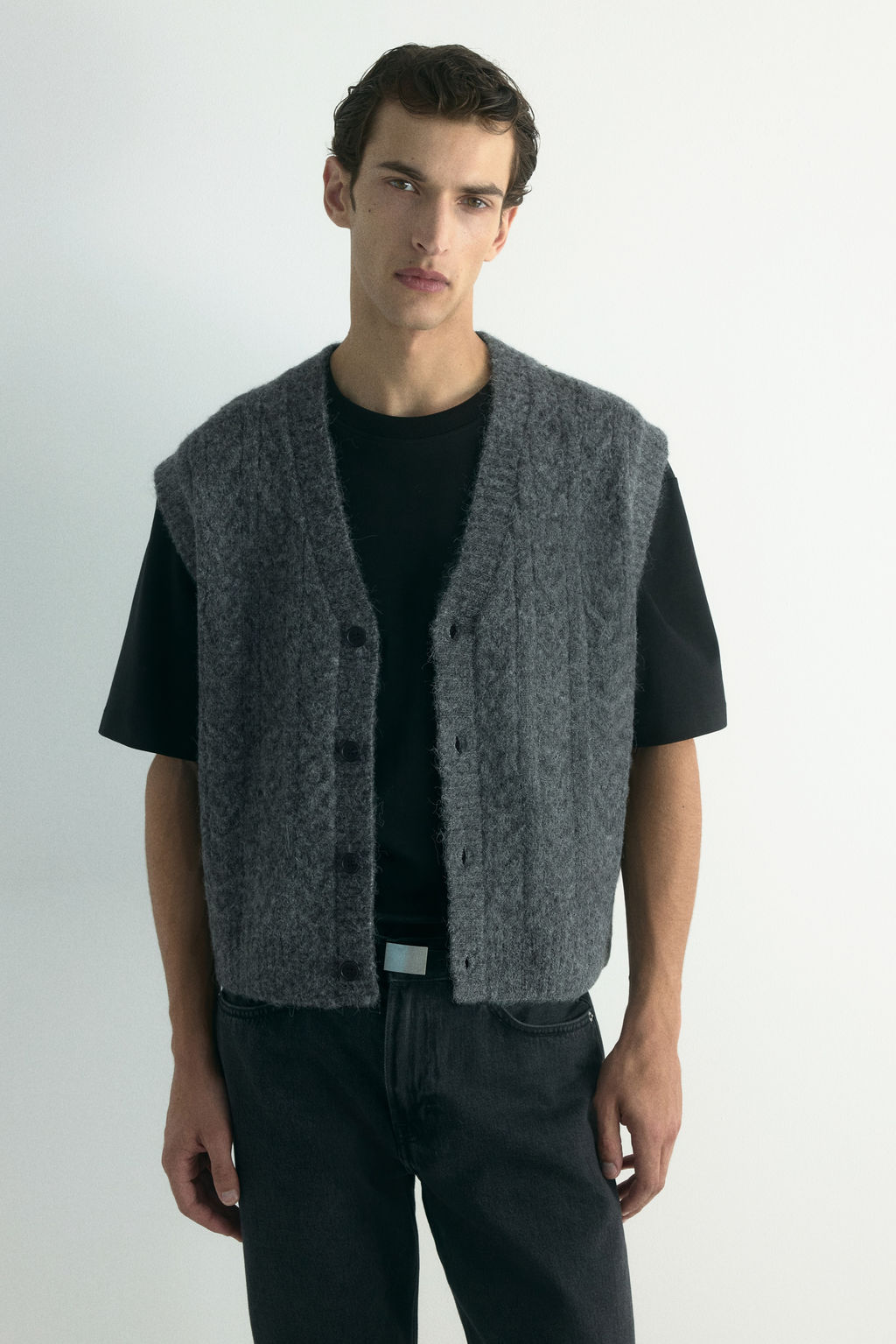 Su?ter chaleco en punto trenzado Loose Fit - H&m фото 5