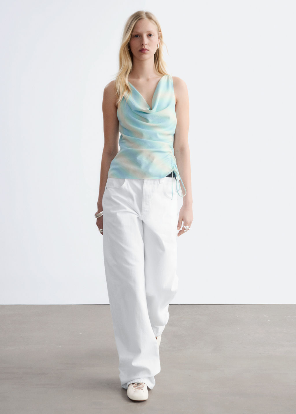 Top con cuello chal y cord?n de ajuste - H&m фото 5