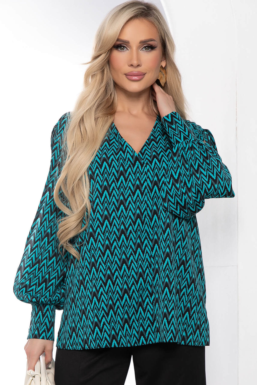 Блуза Тайное чувство (бирюза/черная) Б8519 - Lt collection фото 12