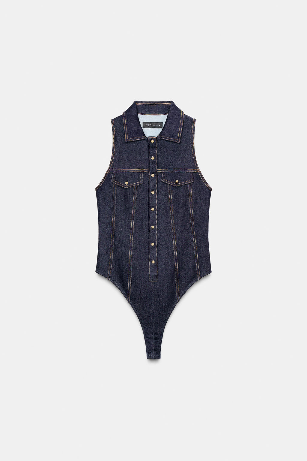 Z1975 FITTED DENIM BODYSUIT - Zara фото 7